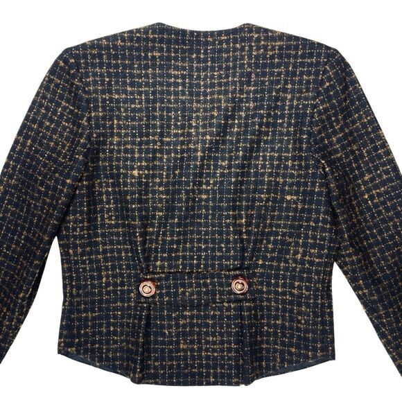 Magid Bernard 2 Pc Wool Skirt Suit Women 8 Brown Vintage Business Career Elegant - Picture 5 of 16